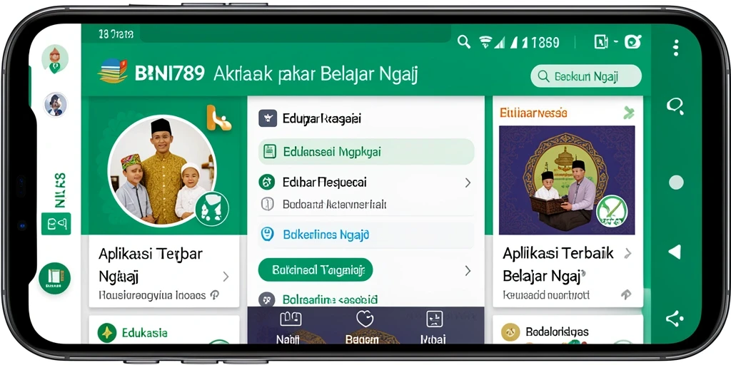 Tampilan antarmuka BNI789 yang sederhana dan informatif untuk belajar ngaji.