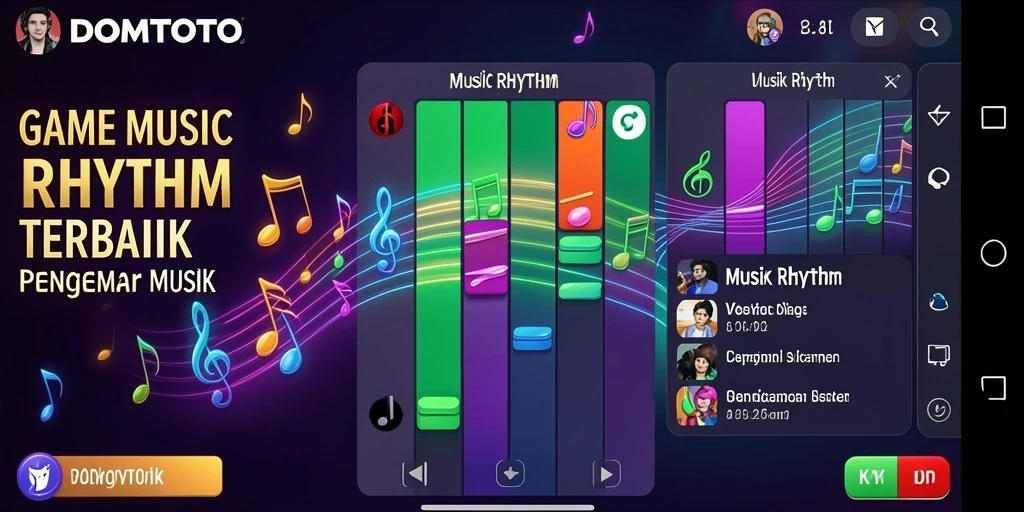 Tampilan antarmuka game Musik Rhythm DOMTOTO yang menarik.