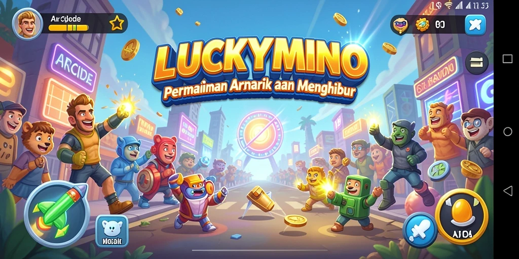 Tampilan antarmuka game Arcade LUCKYMINO yang menarik dan ramah pengguna.